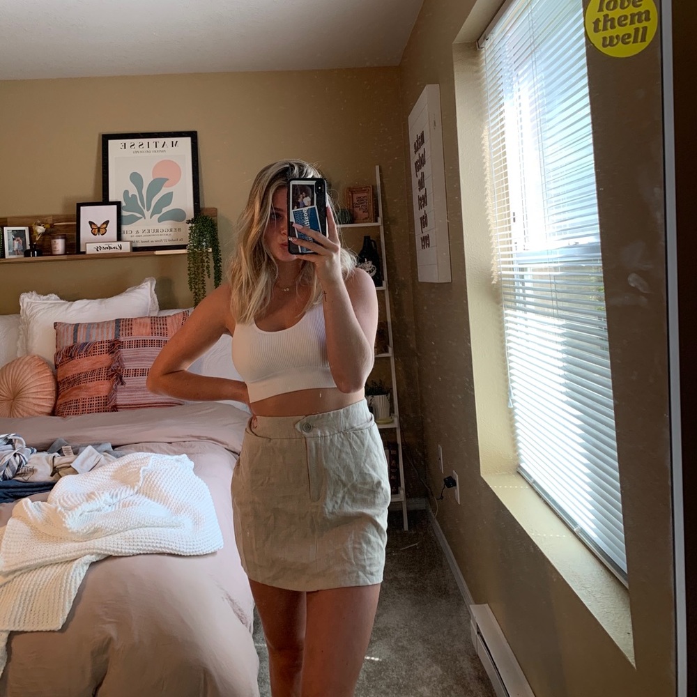Tan linen skirt
